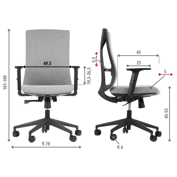 Krzesło obrotowe TONO szary Stema