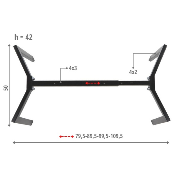 Stelaż ławy lub stolika NY-L01 czarny, h=42 cm Stema