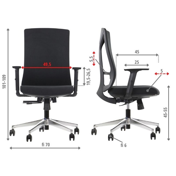 Krzesło obrotowe TONO czarny podstawa chromowana Stema