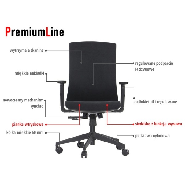 Krzesło obrotowe TONO czarny podstawa chromowana Stema