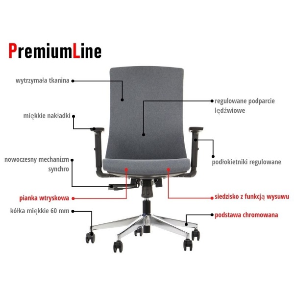 Krzesło obrotowe TONO grafit podstawa chromowana Stema