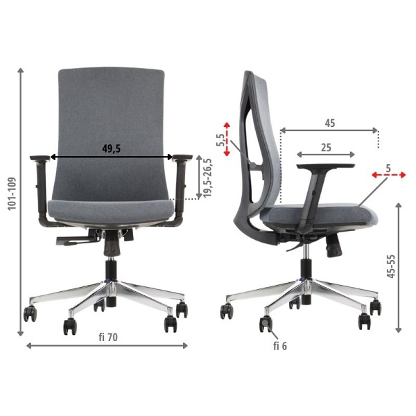 Krzesło obrotowe TONO grafit podstawa chromowana Stema