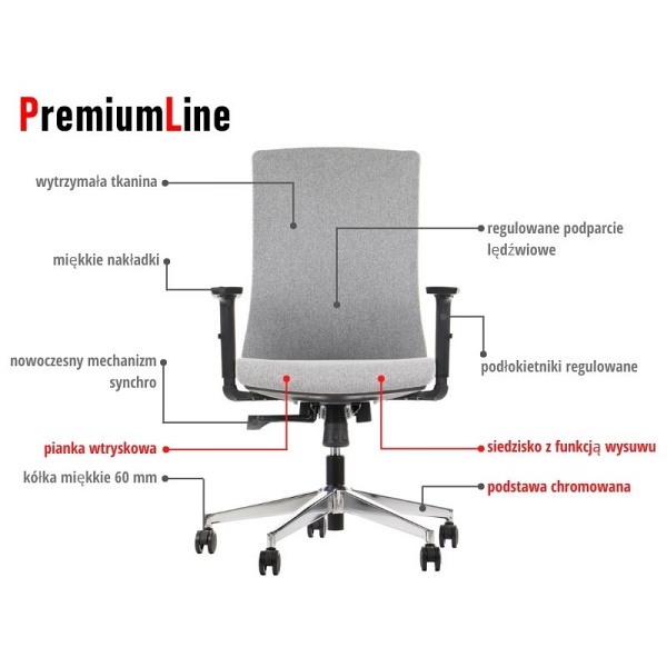 Krzesło obrotowe TONO szary podstawa chromowana Stema
