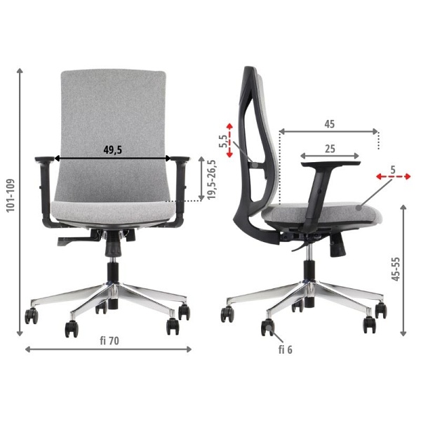 Krzesło obrotowe TONO szary podstawa chromowana Stema