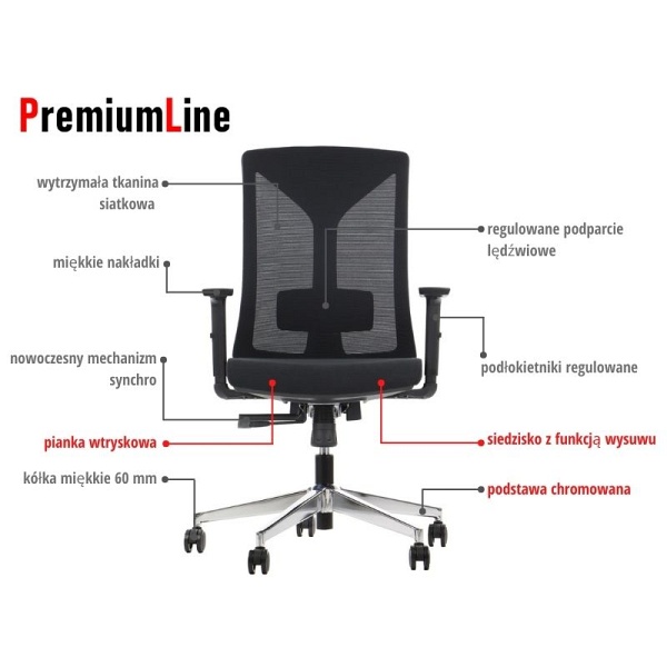 Krzesło obrotowe HAGER czarny podstawa chromowana Stema
