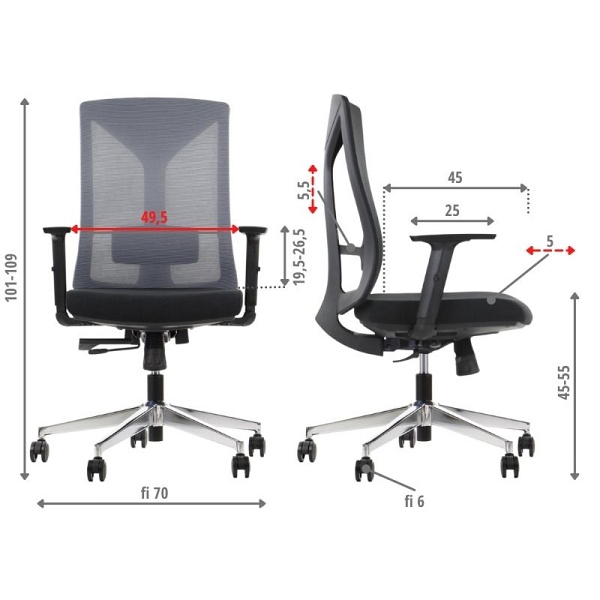 Krzesło obrotowe HAGER czarno-szary podstawa chromowana Stema