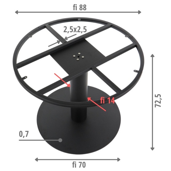 Podstawa stolika do dużego blatu SH-3012-1/B Stema