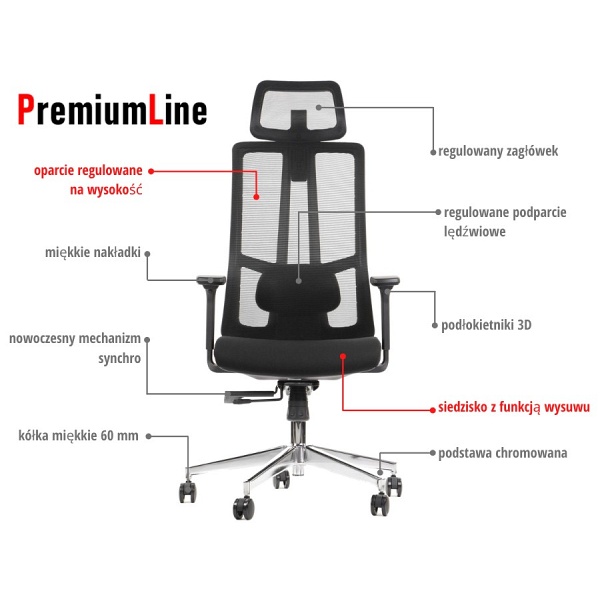 Krzesło obrotowe AKCENT czarny podstawa chromowana Stema