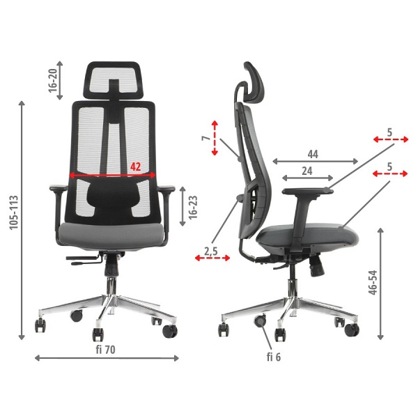 Krzesło obrotowe AKCENT szary-czarny podstawa chromowana Stema