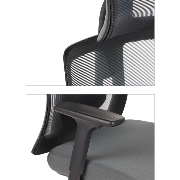 Krzesło obrotowe AKCENT szary-czarny podstawa chromowana Stema