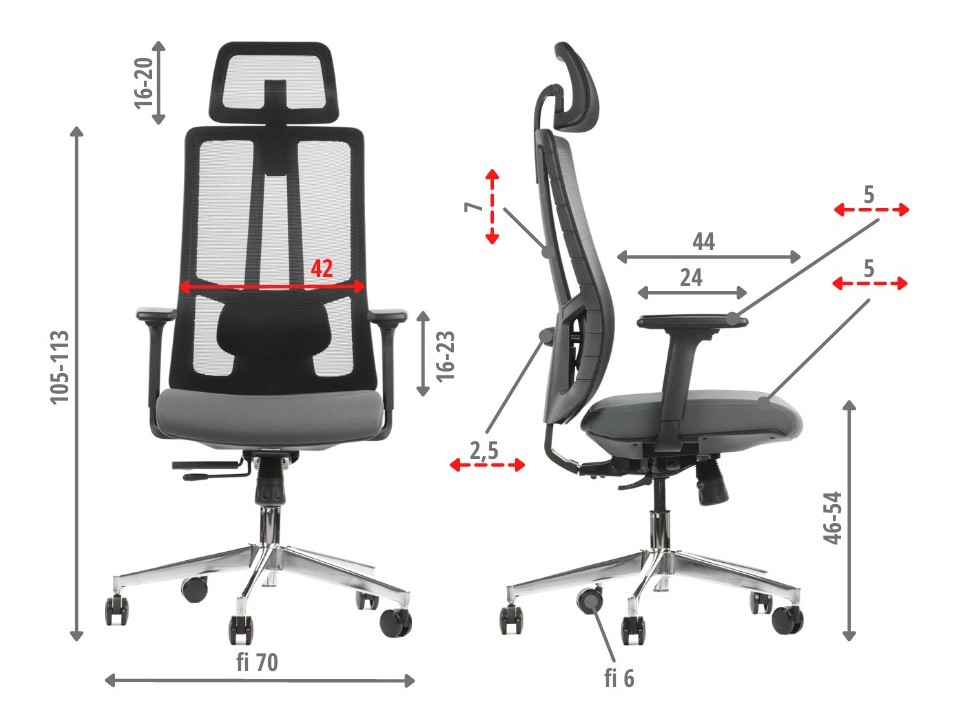 Krzesło obrotowe AKCENT szary-czarny podstawa chromowana Stema