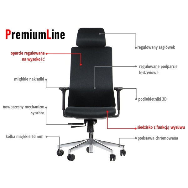 Krzesło obrotowe AKCENT/F czarny podstawa chromowana Stema