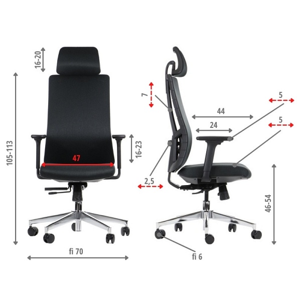 Krzesło obrotowe AKCENT/F czarny podstawa chromowana Stema