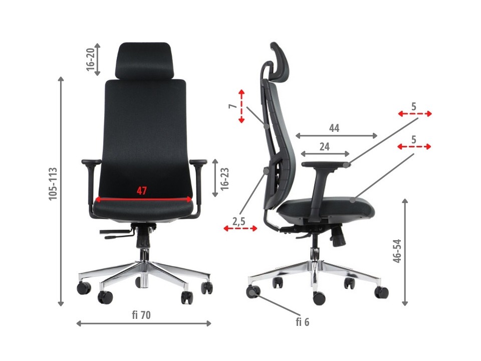 Krzesło obrotowe AKCENT/F czarny podstawa chromowana Stema