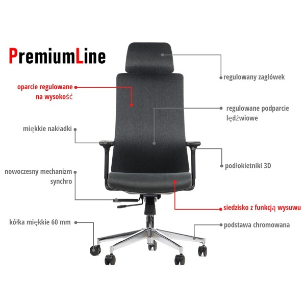 Krzesło obrotowe AKCENT/F grafit podstawa chromowana Stema