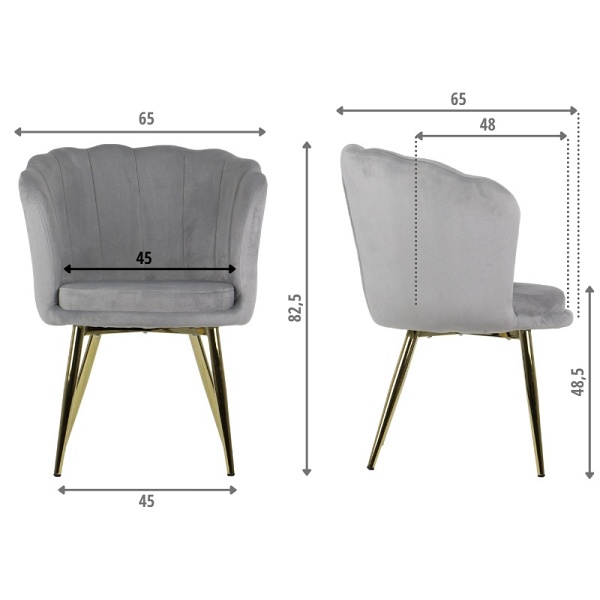 Krzesło do salonu i jadalni HTS-D41AG jasny szary stelaż złoty Stema