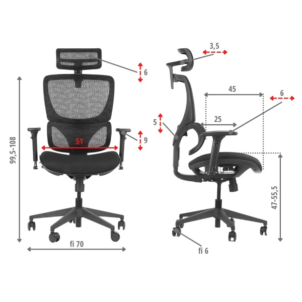 Fotel ErgoNew S1 siedzisko tkaninowe Stema