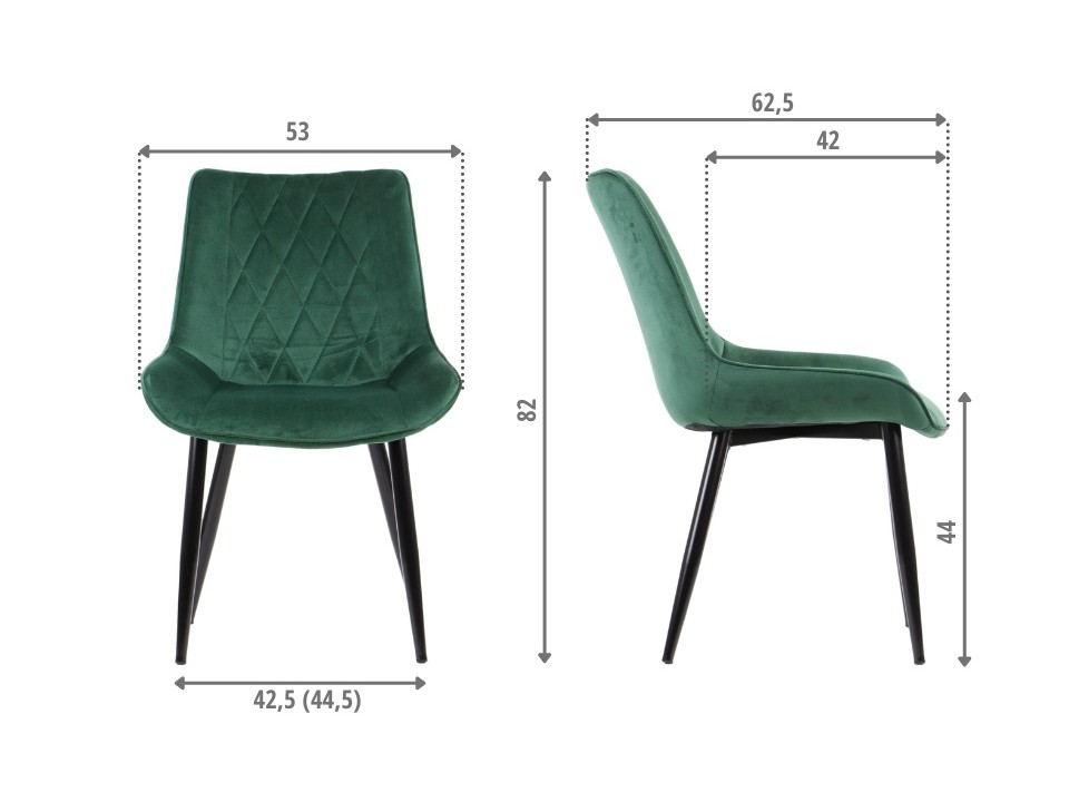 Krzesło do salonu i jadalni HTS-6020 ciemny zielony stelaż czarny Stema