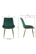 Krzesło do salonu i jadalni HTS-6020 ciemny zielony stelaż złoty Stema