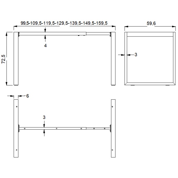 Stelaż biurka i stołu NY-131A/60 czarny Stema