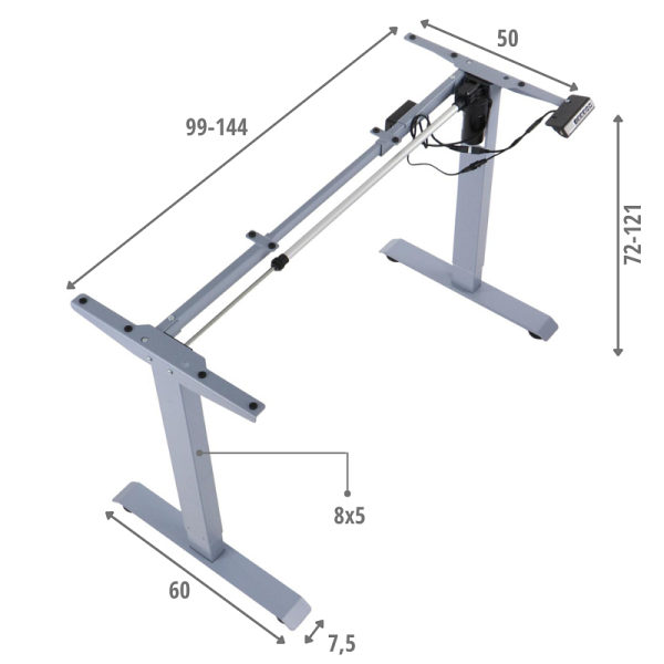 Stelaż biurka i stołu PRATO 01-2T/A SZARY Stema
