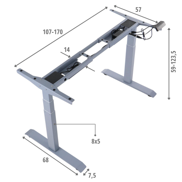 Stelaż biurka i stołu PRATO 04-3T/A SZARY Stema