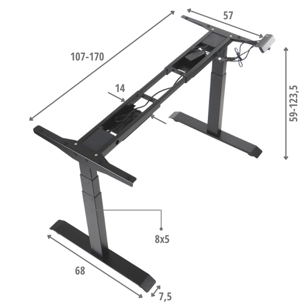 Stelaż biurka i stołu PRATO 04-3T/B CZARNY Stema