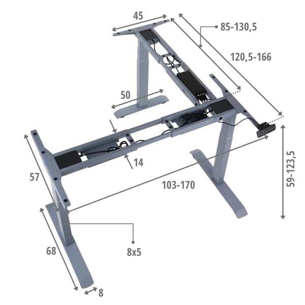 Stelaż biurka i stołu PRATO 04-3T/90/A SZARY Stema