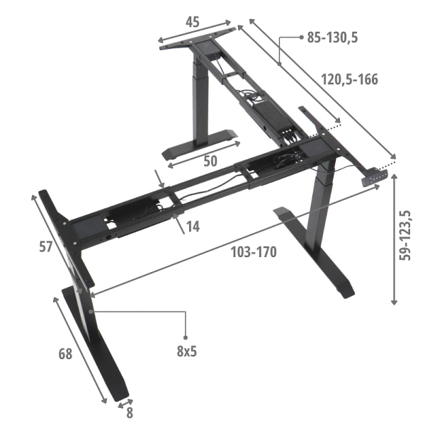 Stelaż biurka i stołu PRATO 04-3T/90/B CZARNY Stema