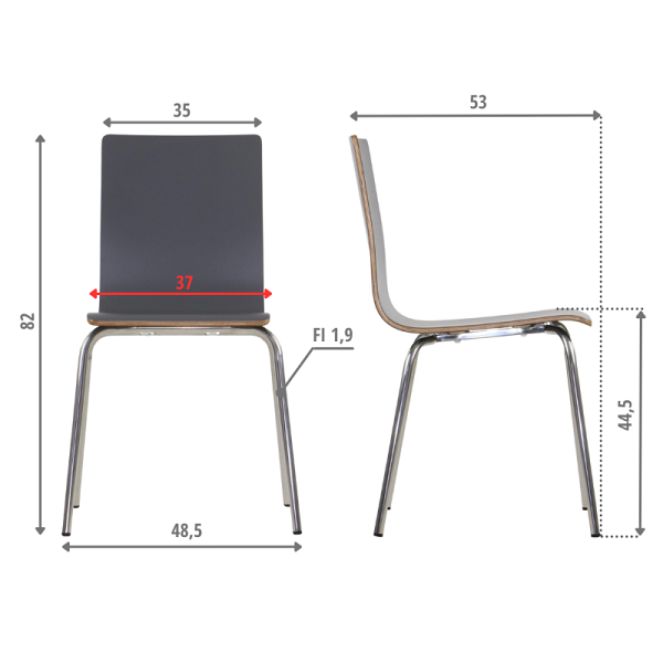 Krzesło  WERDI B stal nierdzewna/szary Stema