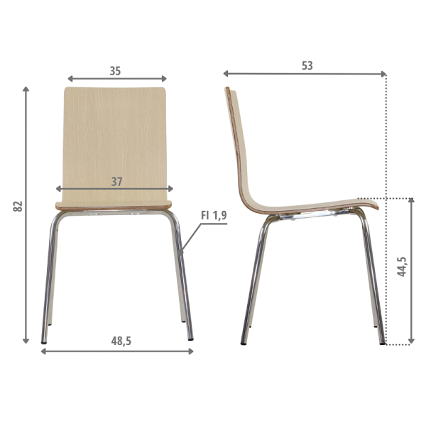 Krzesło  WERDI B stal nierdzewna/naturalny Stema