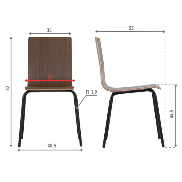 Krzesło  WERDI B czarny/ciemny orzech Stema