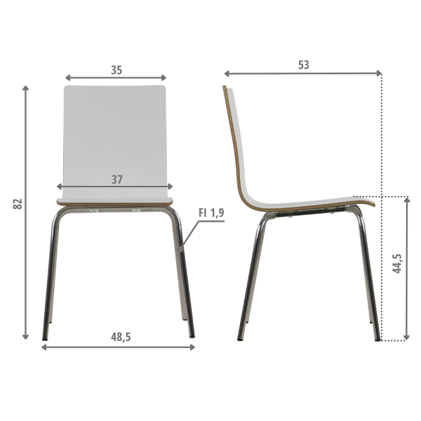 Krzesło  WERDI B stal nierdzewna/biały Stema