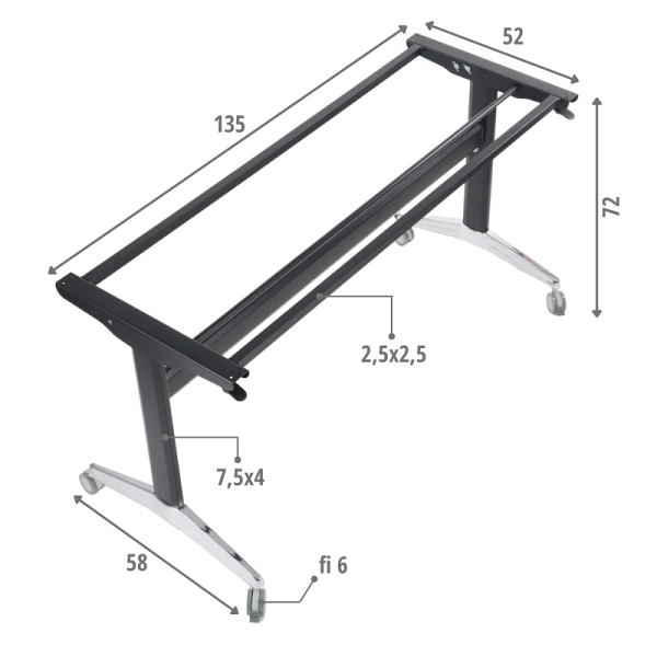 Stelaż biurka i stołu NY-A383 uchylny 135x58x72 czarny Stema
