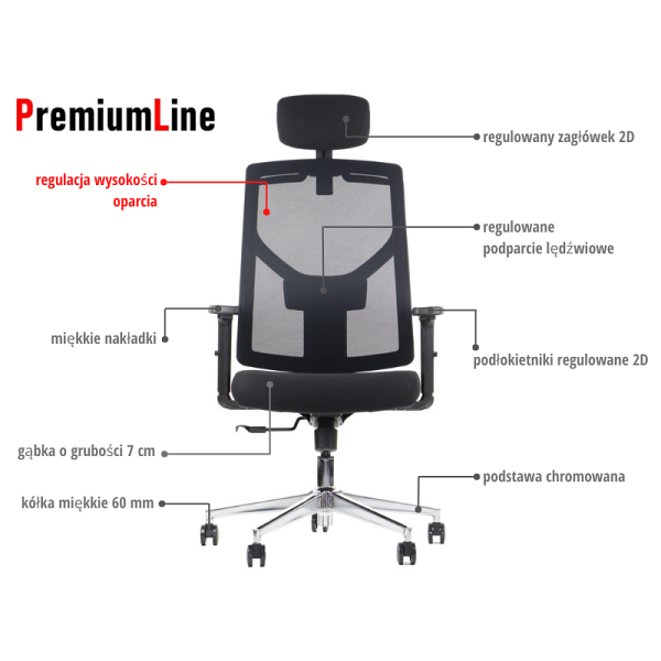 Krzesło obrotowe CURTIZ czarny podstawa chromowana Stema