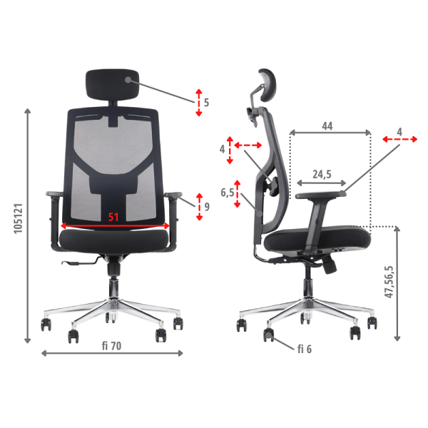 Krzesło obrotowe CURTIZ czarny podstawa chromowana Stema