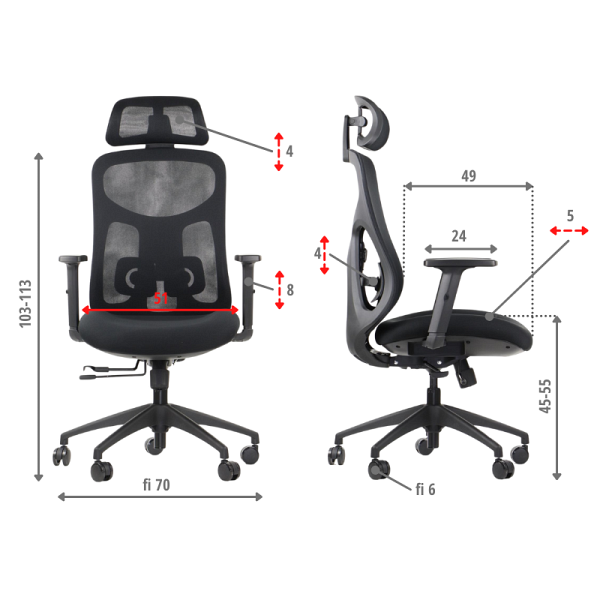 Krzesło obrotowe ARDEN czarny Stema