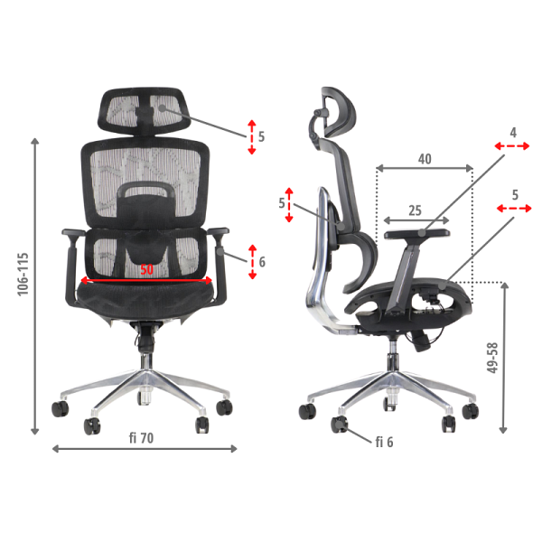 Fotel ErgoNew A1 siedzisko siatkowe Stema