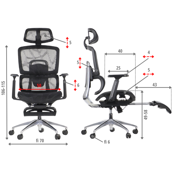 Fotel ErgoNew A1F z podnóżkiem Stema