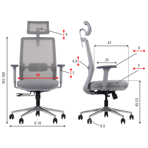 Krzesło obrotowe CUTLER GF szary Stema