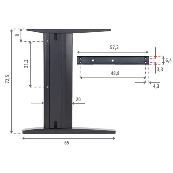Stelaż biurka i stołu NY-A205 czarny Stema