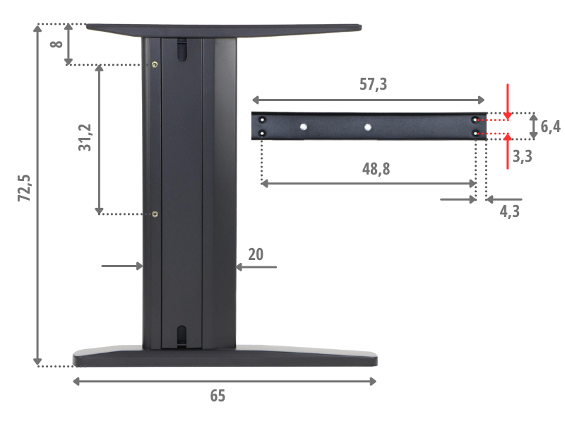 Stelaż biurka i stołu NY-A205 czarny Stema