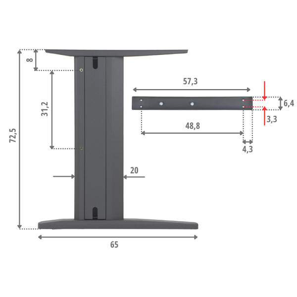 Stelaż biurka i stołu NY-A205 szary Stema
