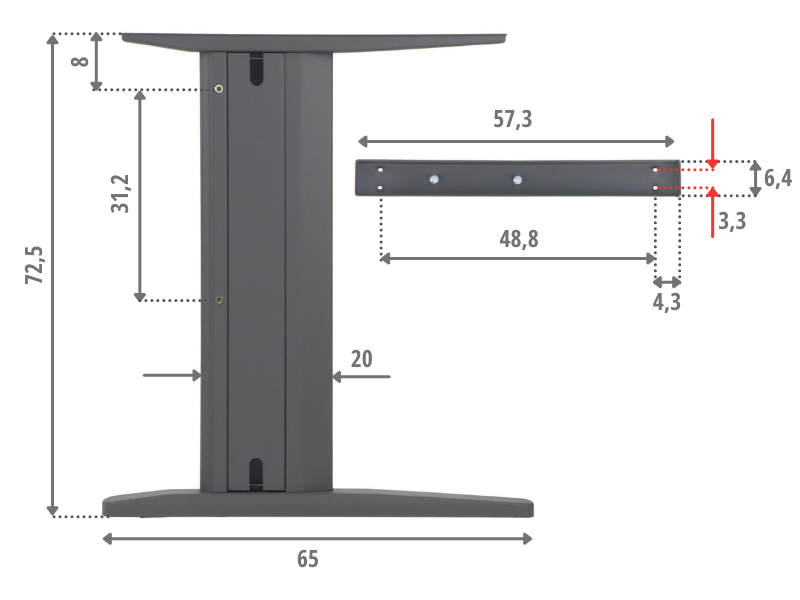 Stelaż biurka i stołu NY-A205 szary Stema