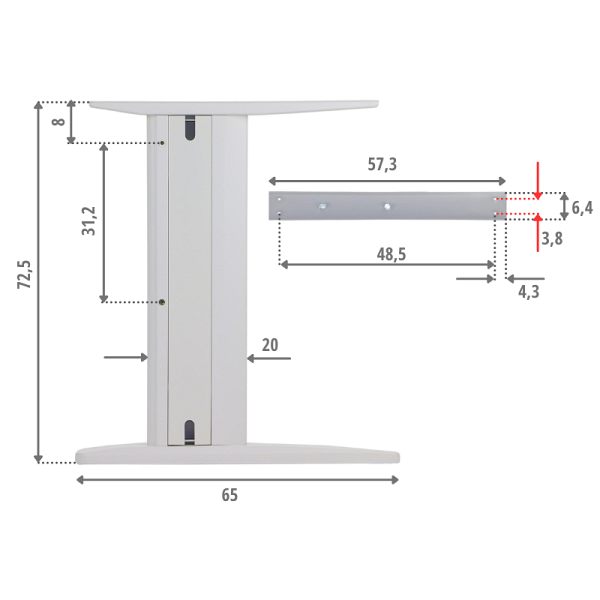 Stelaż biurka i stołu NY-A205 biały Stema