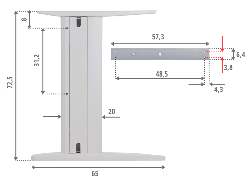 Stelaż biurka i stołu NY-A205 biały Stema