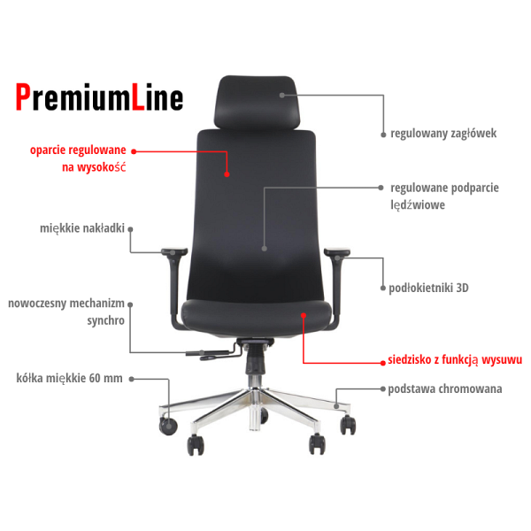 Krzesło obrotowe AKCENT PU czarny podstawa chromowana Stema