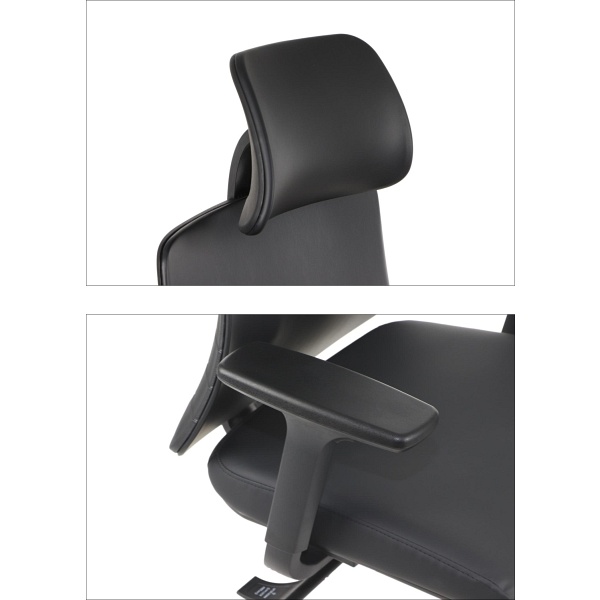 Krzesło obrotowe AKCENT PU czarny podstawa chromowana Stema