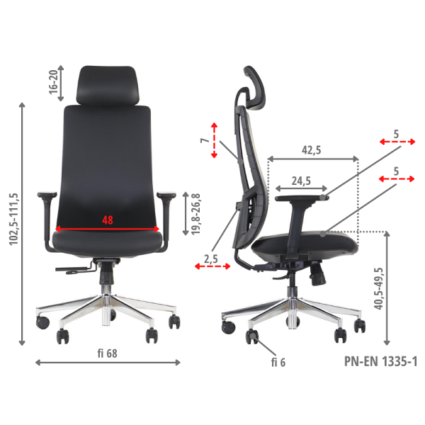 Krzesło obrotowe AKCENT PU czarny podstawa chromowana Stema