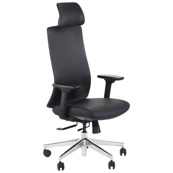 Krzesło obrotowe AKCENT PU czarny podstawa chromowana Stema